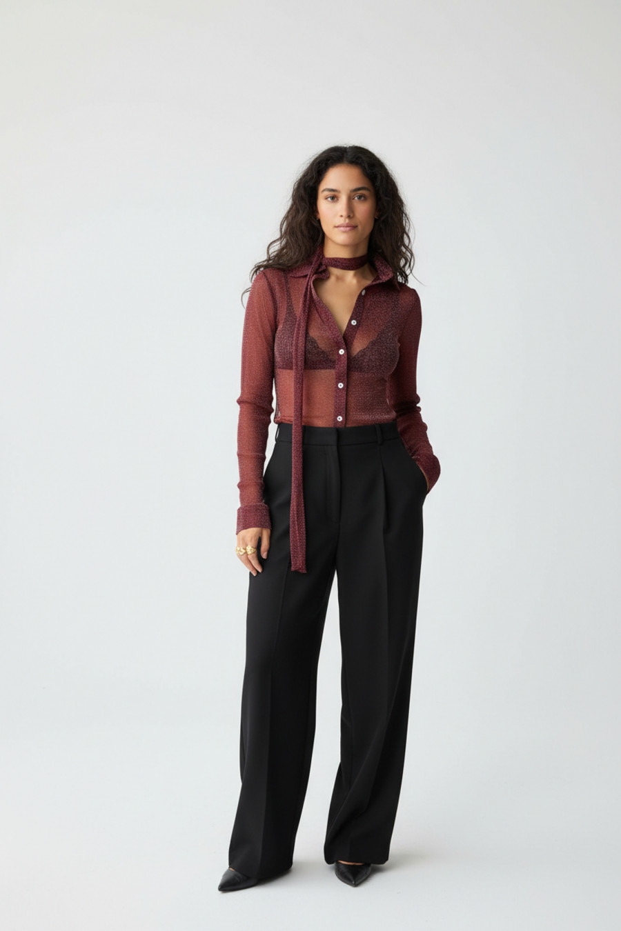 Nylon Blouses & Shirts Nylon Party Style Tops SFE-00003