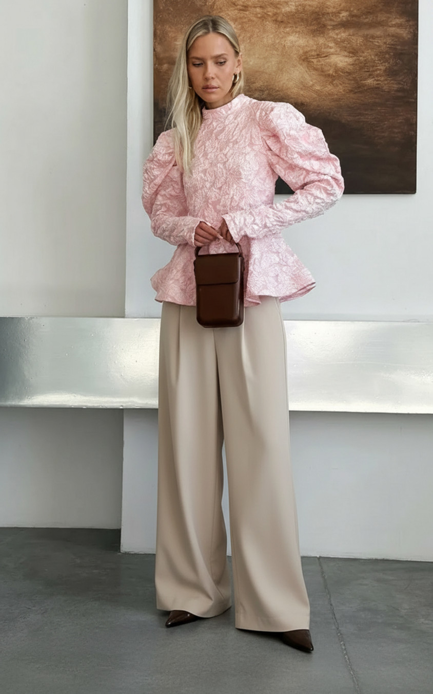 Jacquard fabric Blouses & Shirts Polyester Work Style Tops SFE-00014