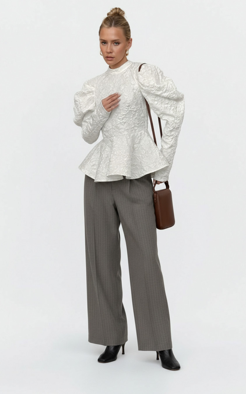 Jacquard fabric Blouses & Shirts Polyester Work Style Tops SFE-00014