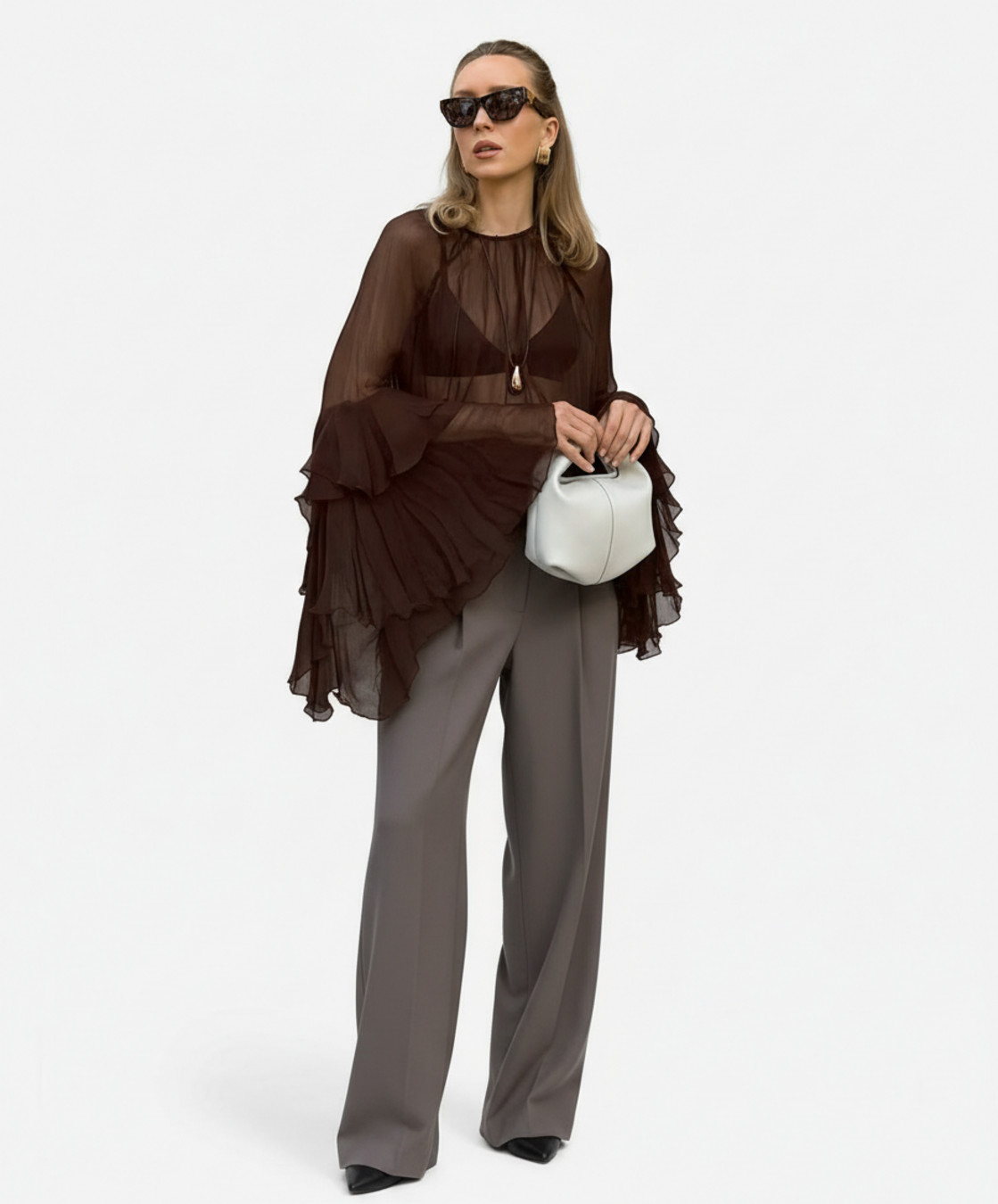 Chiffon Blouses & Shirts Chiffon Work Style Tops SFE-00019