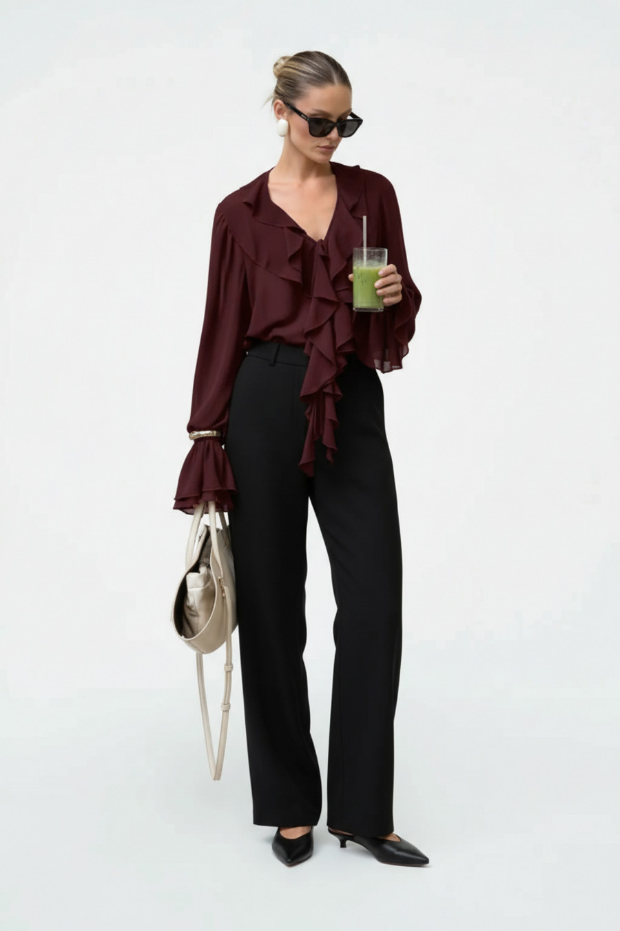 Chiffon Blouses & Shirts Polyester (polyester fiber) Work Style Tops SFE-00022