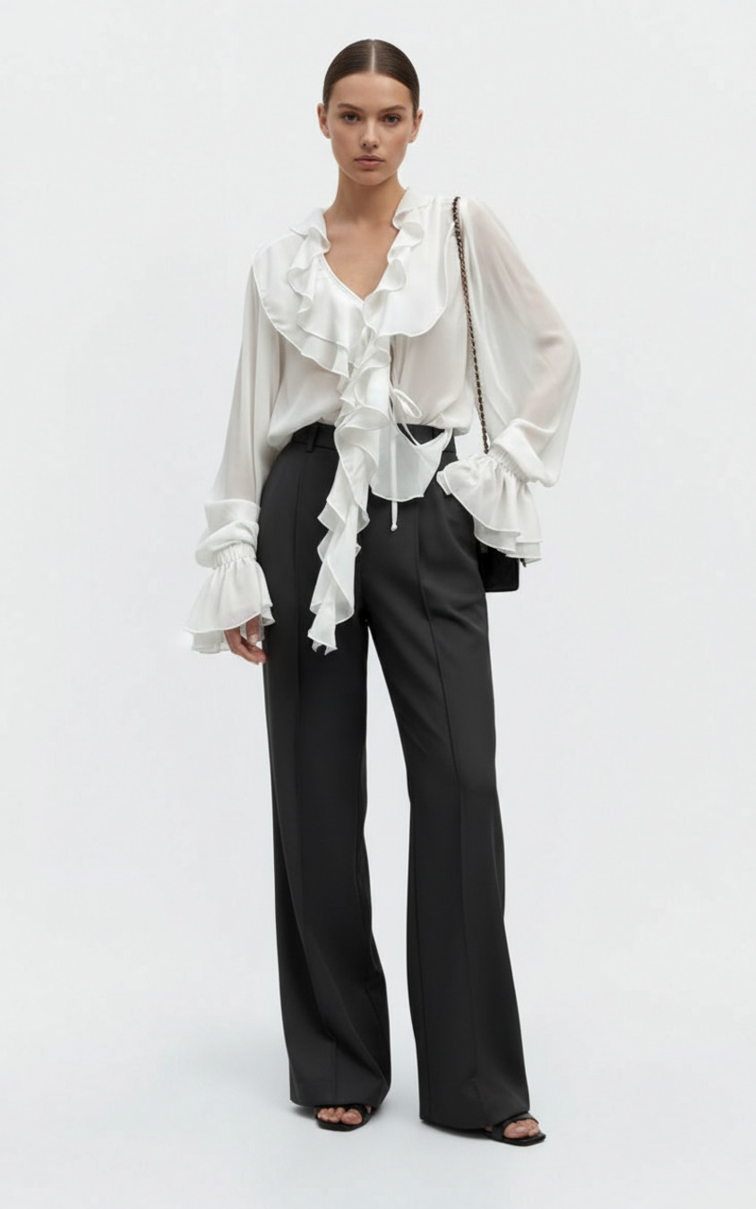 Chiffon Blouses & Shirts Polyester (polyester fiber) Work Style Tops SFE-00022