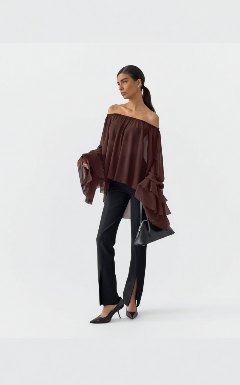 Chiffon Blouses & Shirts Polyester (polyester fiber) Work Style Tops SFE-00029