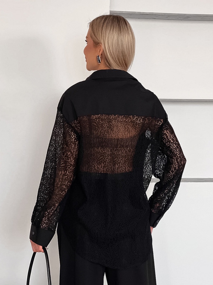 Chemise à manches en dentelle oversize