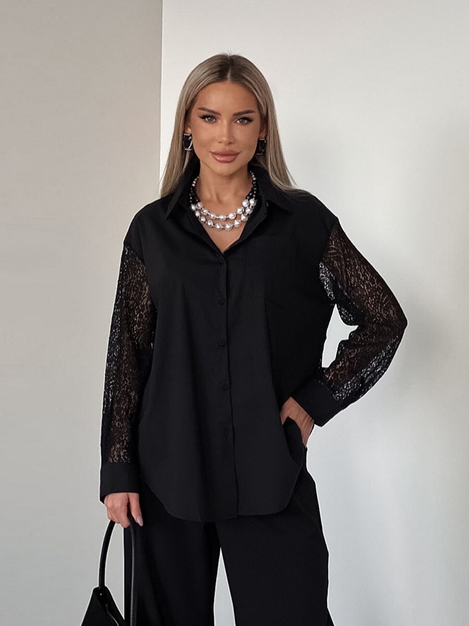Chemise à manches en dentelle oversize