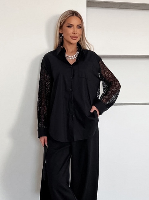Chemise à manches en dentelle oversize