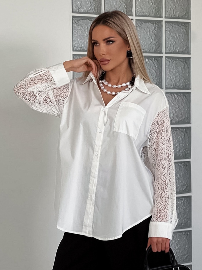 Chemise à manches en dentelle oversize