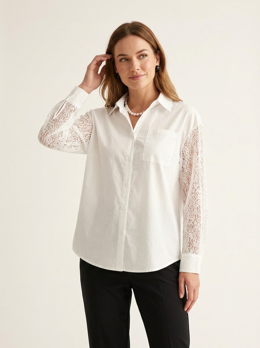 Chemise à manches en dentelle oversize