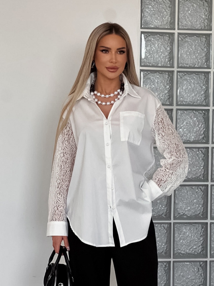 Chemise à manches en dentelle oversize