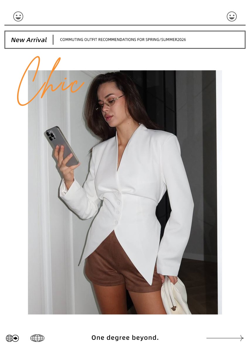 Blazer da donna con scollo a V, vita stretta e laccetti sul retro.