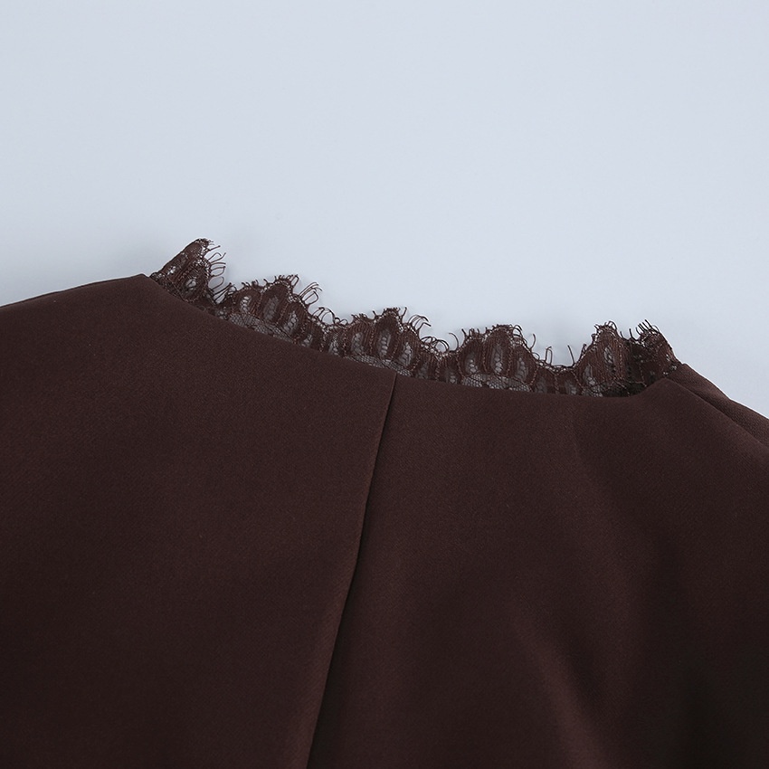 Blazer da donna a maniche lunghe con scollo a girocollo e bordo in pizzo