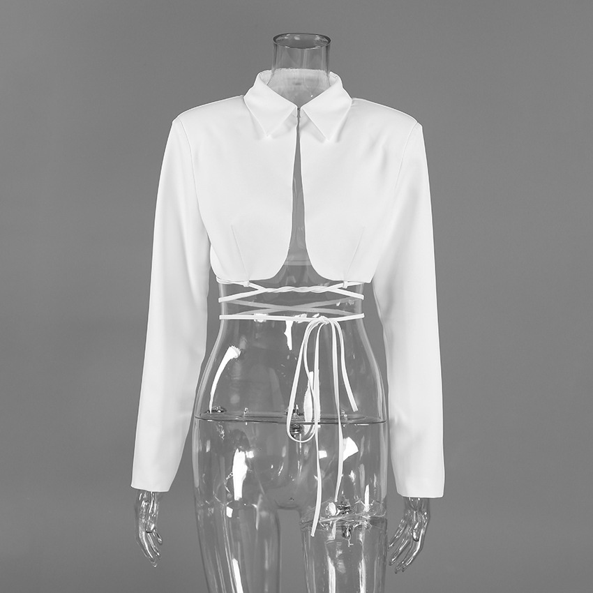 Blazer da donna corto a maniche lunghe con laccetti