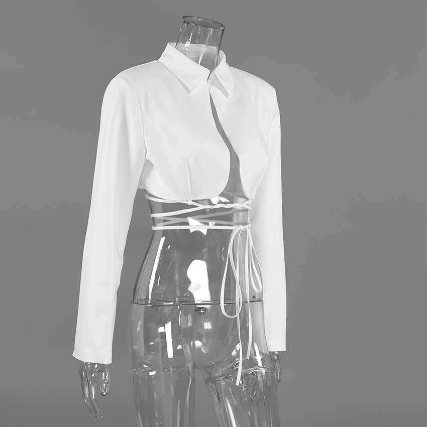 Blazer da donna corto a maniche lunghe con laccetti