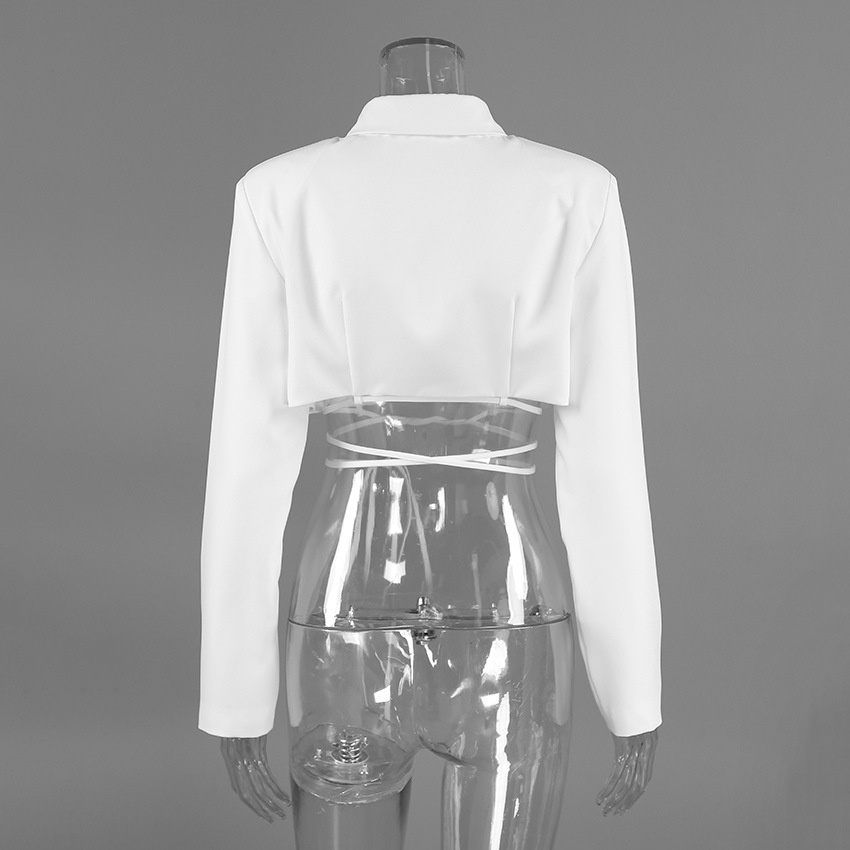 Blazer da donna corto a maniche lunghe con laccetti