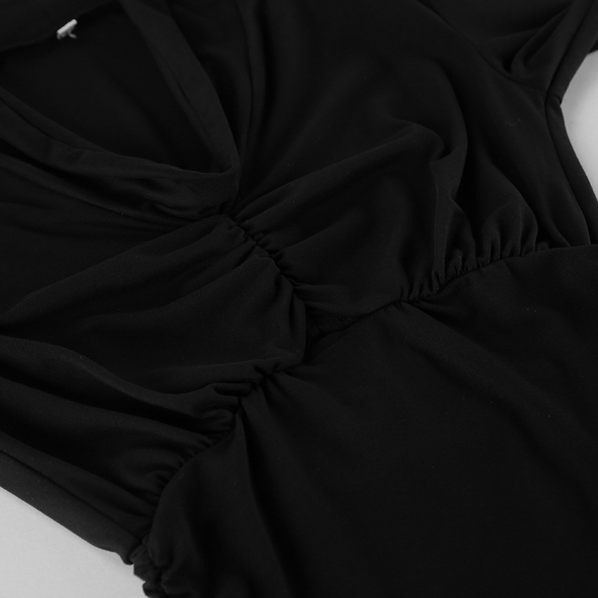 Top da donna a maniche lunghe con drappeggio e allacciatura frontale