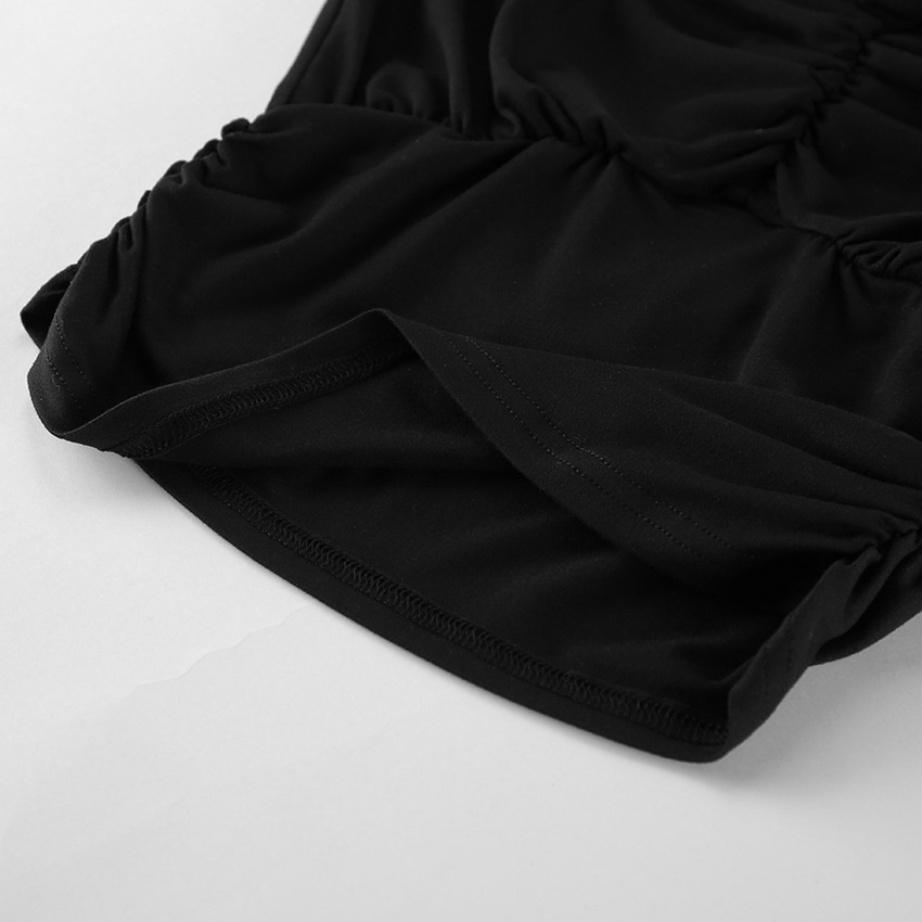 Top da donna a maniche lunghe con drappeggio e allacciatura frontale