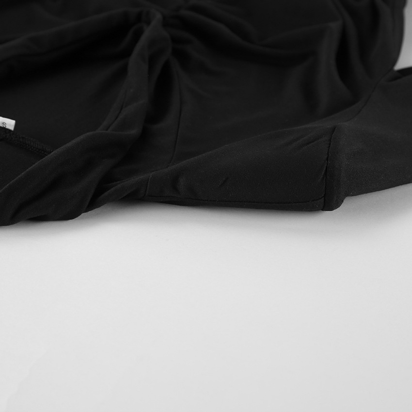Top da donna a maniche lunghe con drappeggio e allacciatura frontale