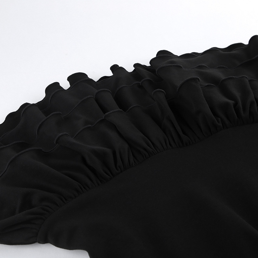 Débardeur chic à ourlet volanté - Noir sans manches à basque