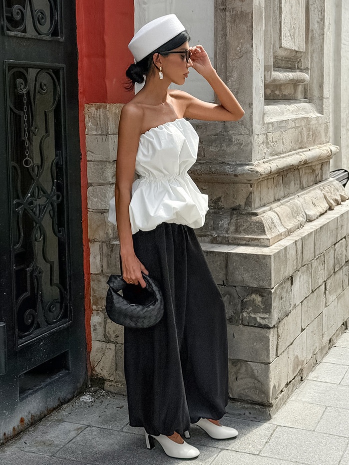 Top péplum froncé sans bretelles - Chic et tendance