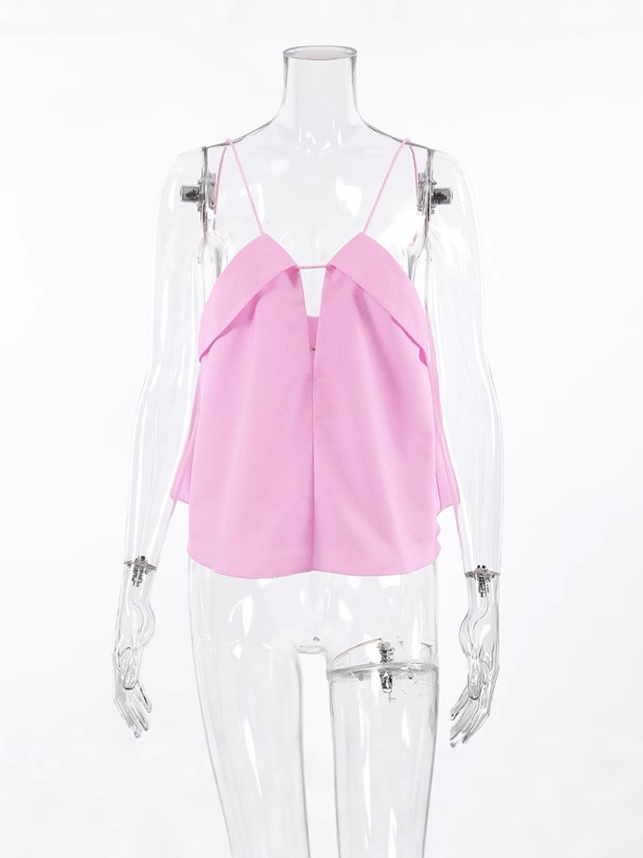 Débardeur chic à décolleté en V et découpes - Blouse à fines bretelles