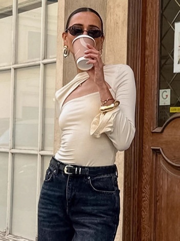 Haut à manches longues chic à découpe torsadée