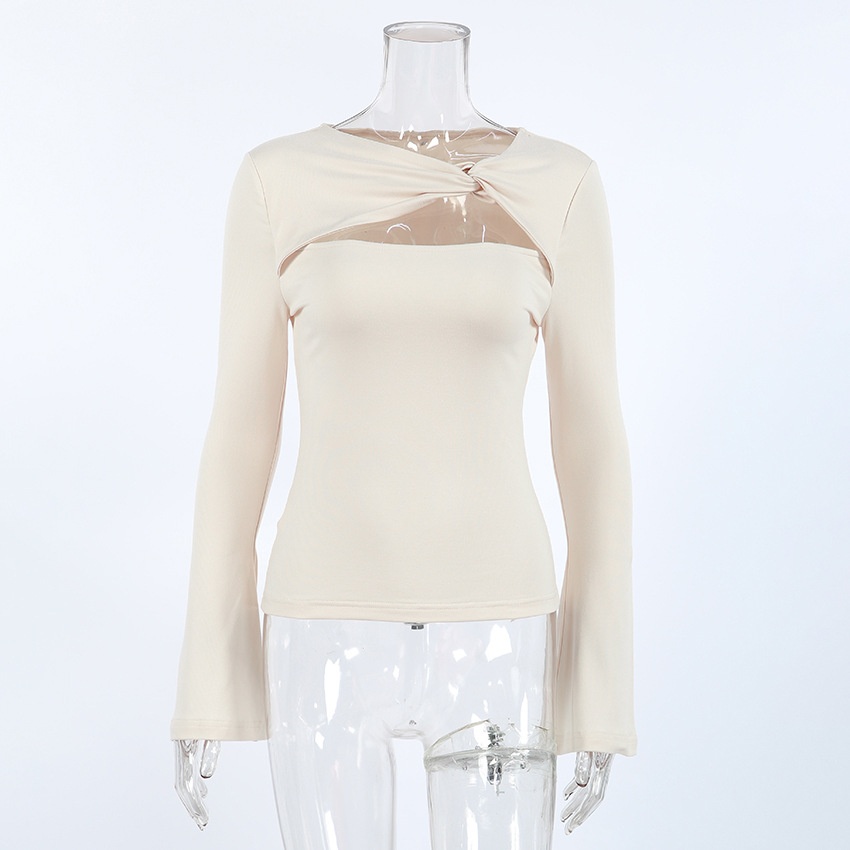 Haut à manches longues chic à découpe torsadée