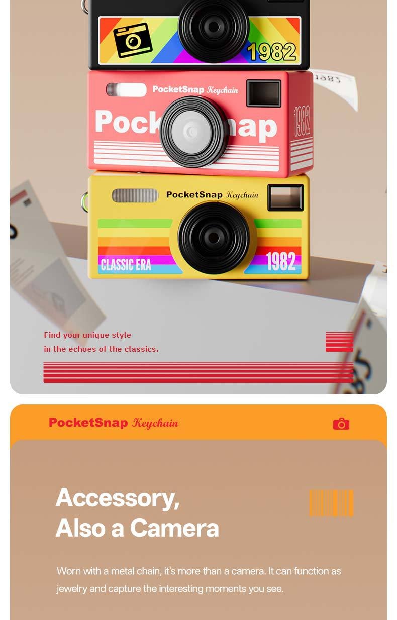 PocketSnap Retro Keychain Mini Digital Camera for Photo & Video, 320mAh Battery, 9 Unique Filters