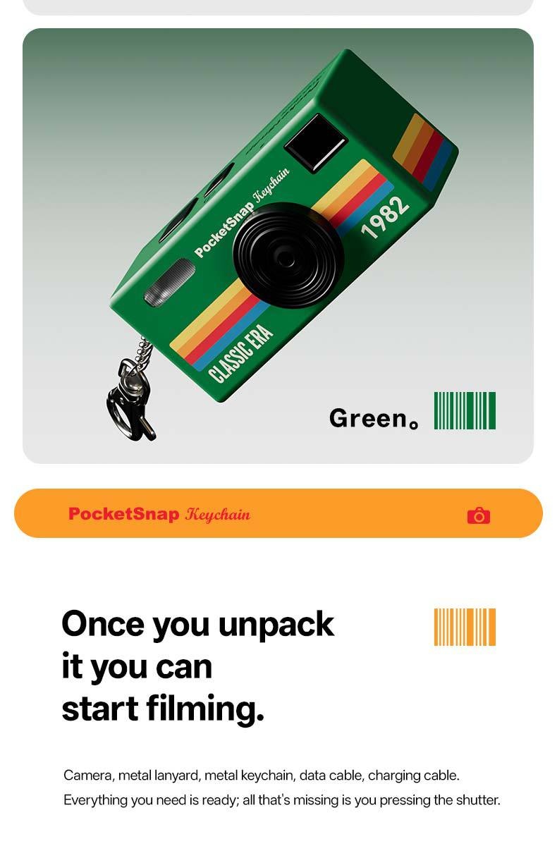 PocketSnap Retro Keychain Mini Digital Camera for Photo & Video, 320mAh Battery, 9 Unique Filters