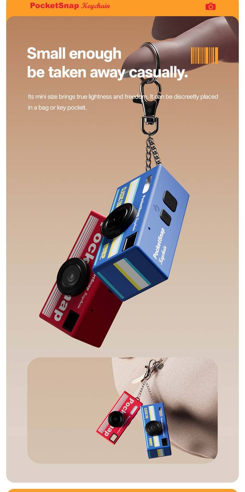PocketSnap Retro Keychain Mini Digital Camera for Photo & Video, 320mAh Battery, 9 Unique Filters