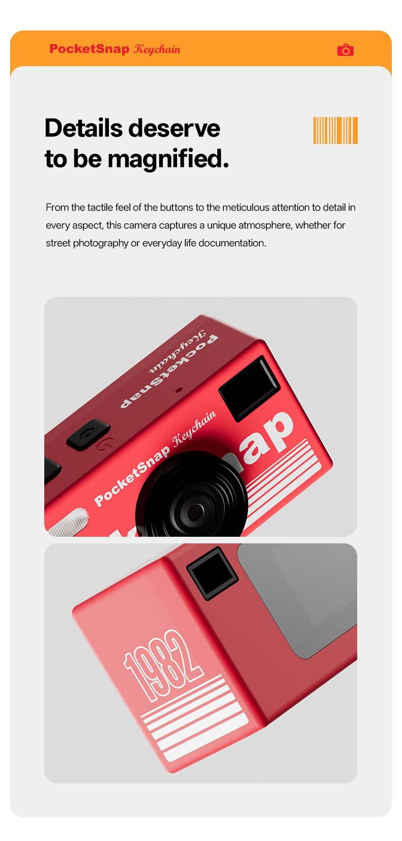 PocketSnap Retro Keychain Mini Digital Camera for Photo & Video, 320mAh Battery, 9 Unique Filters