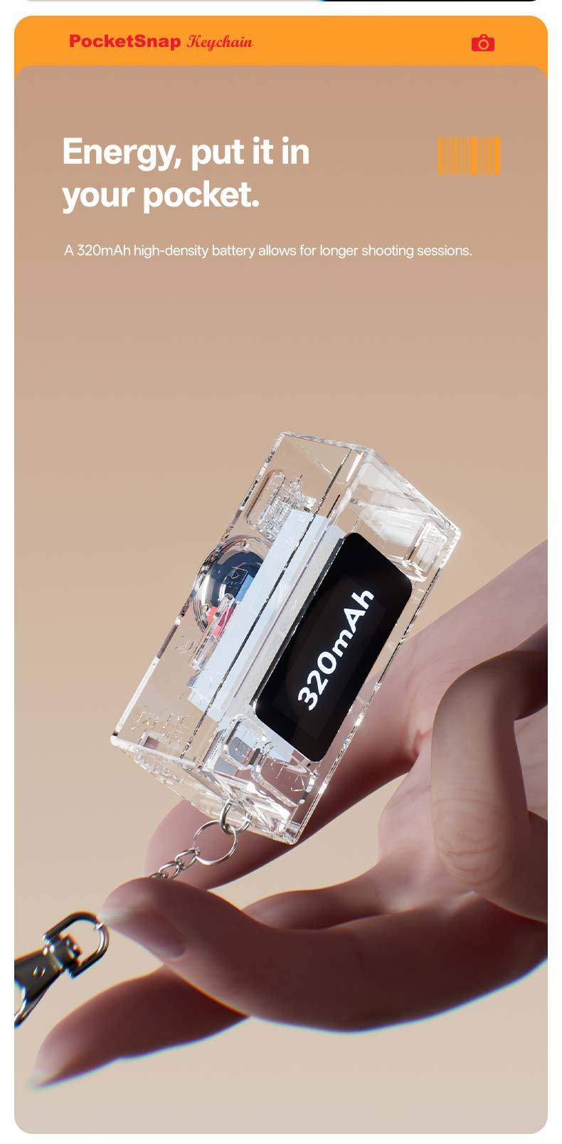 PocketSnap Retro Keychain Mini Digital Camera for Photo & Video, 320mAh Battery, 9 Unique Filters