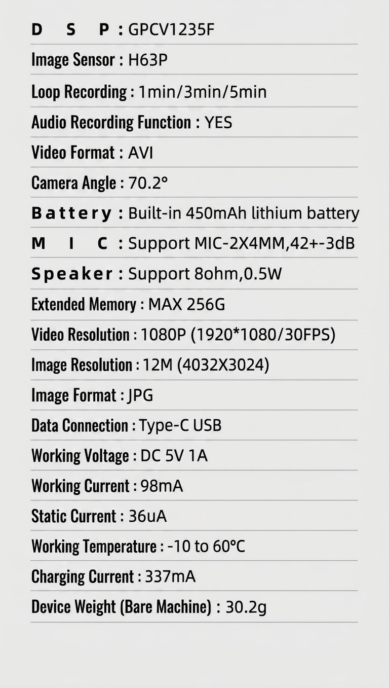 Mini HD Action Camera 1080P Wearable Camcorder, 8MP Sensor, 120 Min Battery, Magnetic Mount
