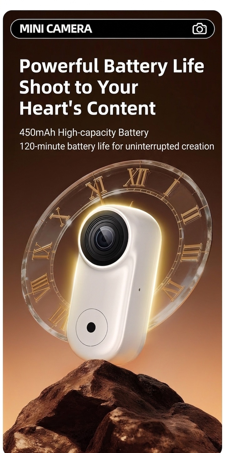 Mini HD Action Camera 1080P Wearable Camcorder, 8MP Sensor, 120 Min Battery, Magnetic Mount