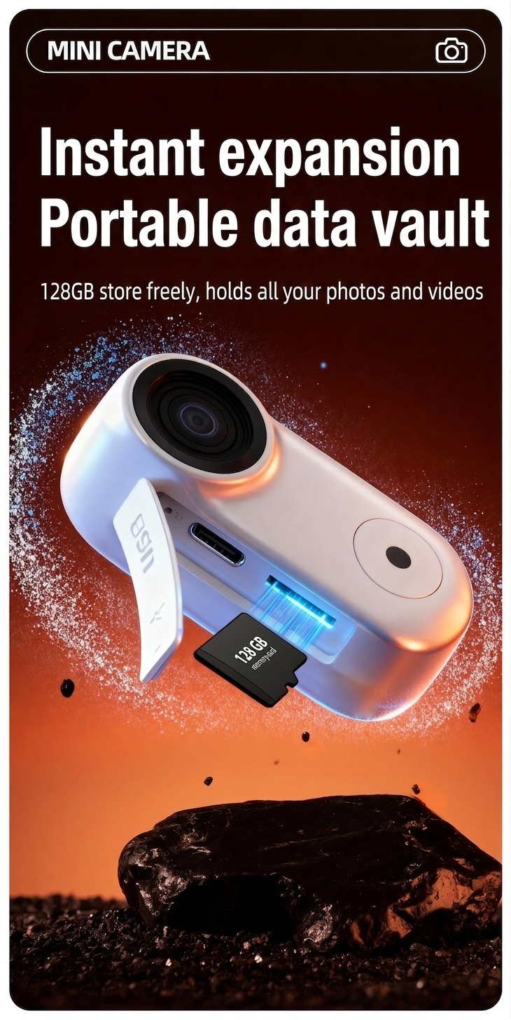 Mini HD Action Camera 1080P Wearable Camcorder, 8MP Sensor, 120 Min Battery, Magnetic Mount