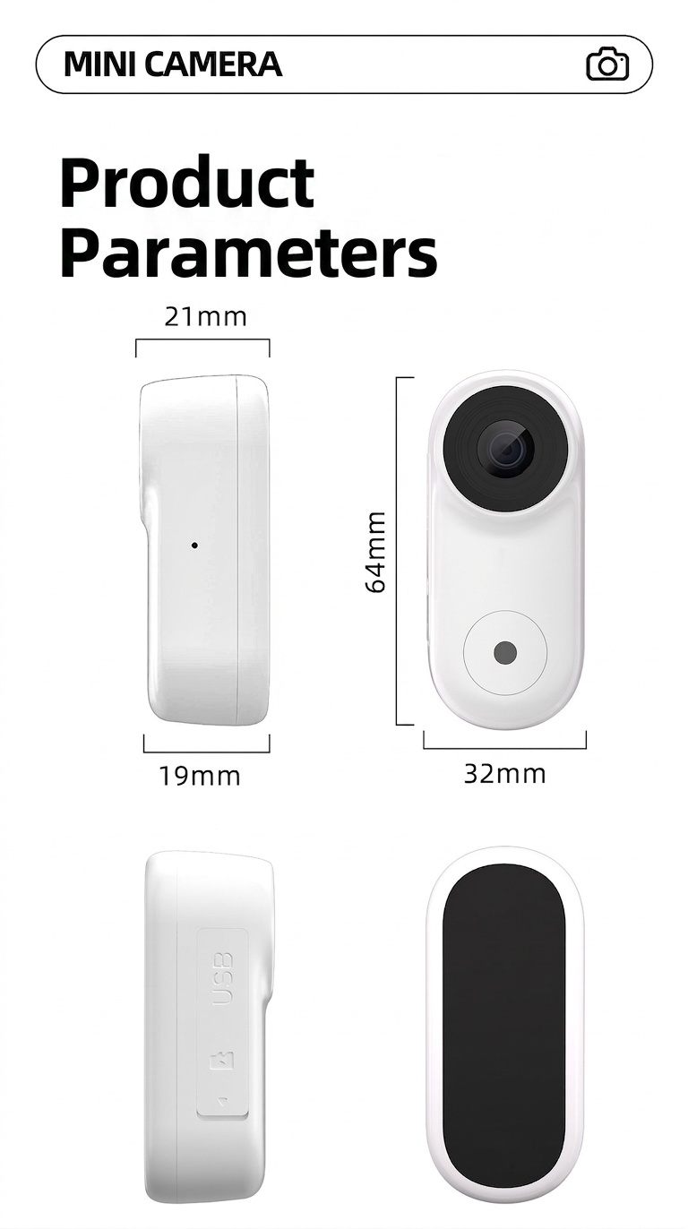 Mini HD Action Camera 1080P Wearable Camcorder, 8MP Sensor, 120 Min Battery, Magnetic Mount