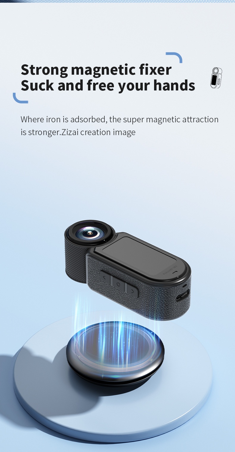 2.7K HD Thumb Camera Magnetic Portable Sports Vlogging Camcorder, 1.47-Inch Screen, One-Click Shooting