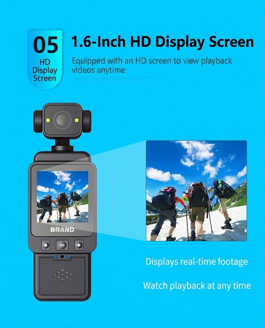 Portable 1080P HD Mini Camera Recorder with Wi-Fi Connectivity, Anti-Shake Technology, 1.6-Inch Display