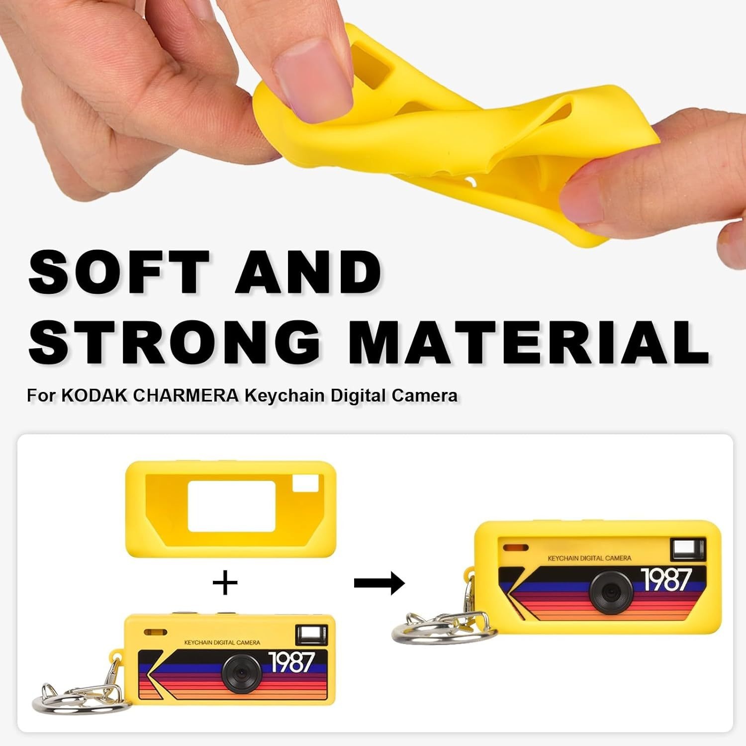 Durable Silicone Protective Case for Keychain Digital Camera, Shockproof, Anti-Scratch, Easy to Clean