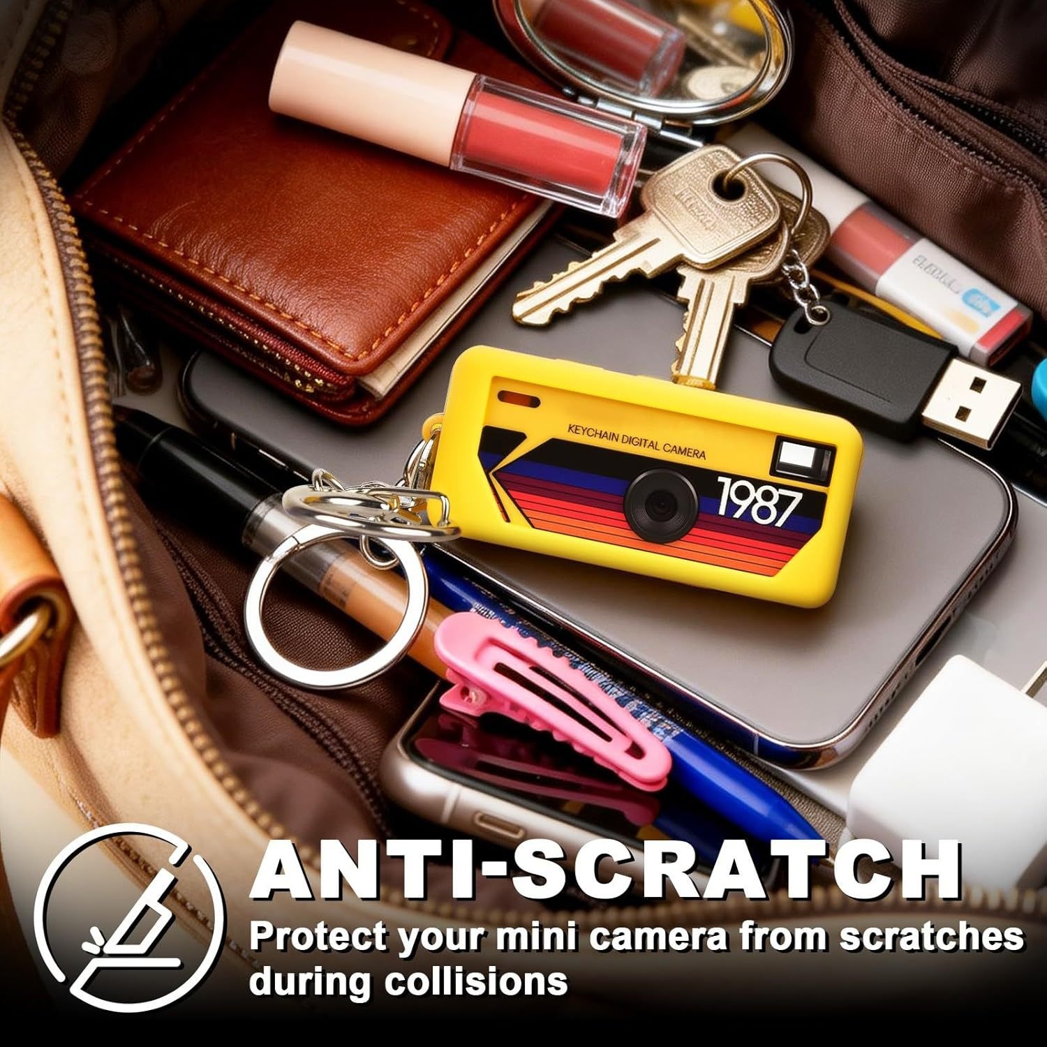 Durable Silicone Protective Case for Keychain Digital Camera, Shockproof, Anti-Scratch, Easy to Clean
