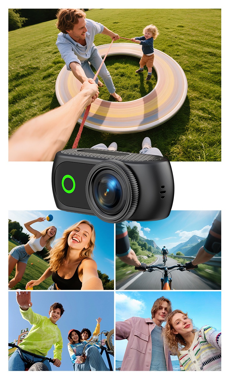 Mini 4K Action Camera with Flip Screen, Magnetic Mount, Up to 3 Hours Recording with Expansion Base
