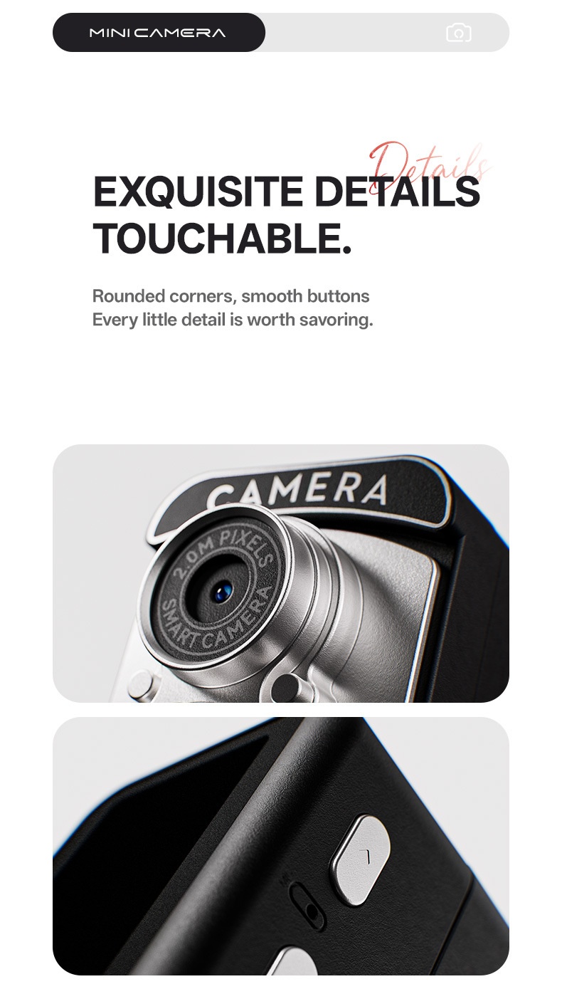 Retro Mini Camera 2.0MP Portable Video & Photo Recorder, Vibrant Color Screen, 70 Mins Recording, 200mAh