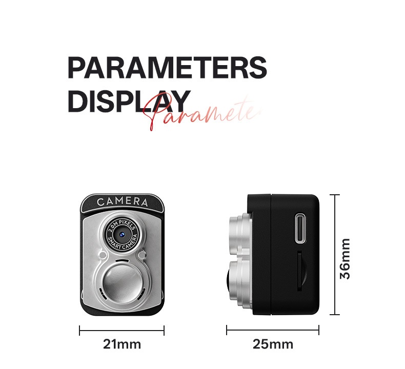 Retro Mini Camera 2.0MP Portable Video & Photo Recorder, Vibrant Color Screen, 70 Mins Recording, 200mAh