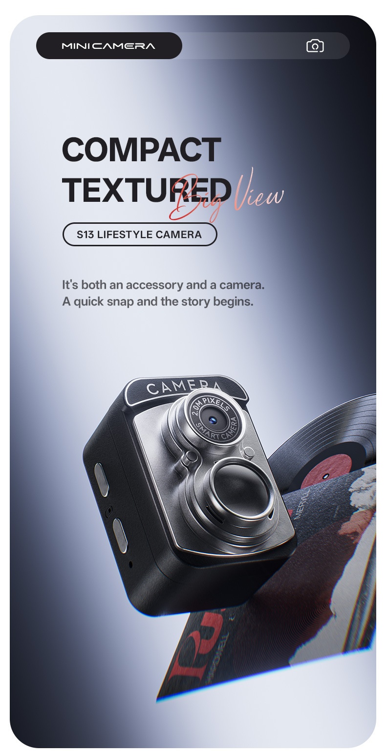 Retro Mini Camera 2.0MP Portable Video & Photo Recorder, Vibrant Color Screen, 70 Mins Recording, 200mAh
