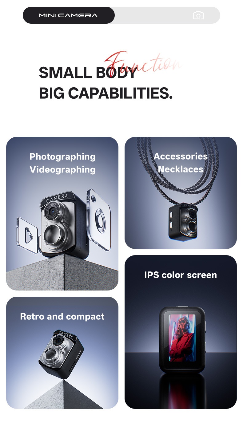 Retro Mini Camera 2.0MP Portable Video & Photo Recorder, Vibrant Color Screen, 70 Mins Recording, 200mAh