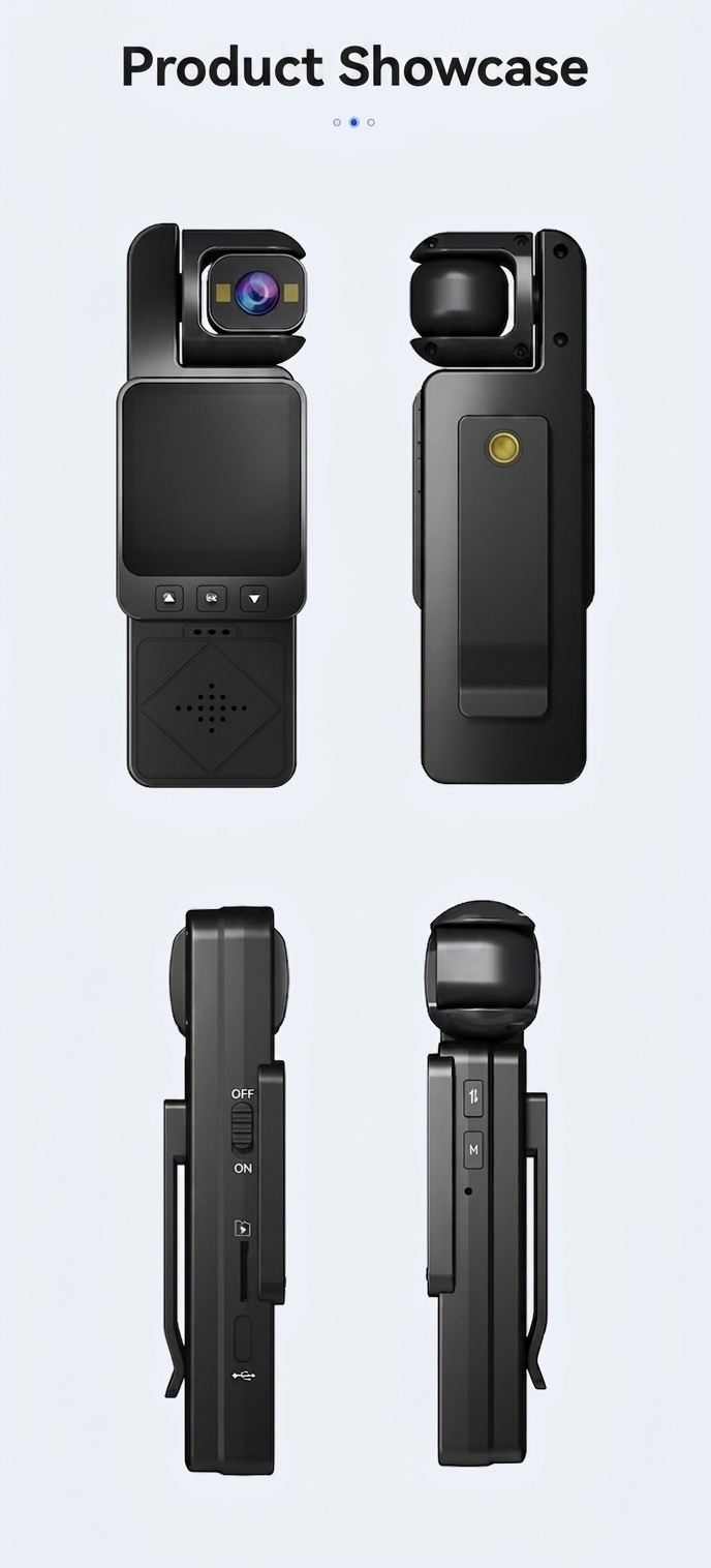 Cámara de acción portátil 1080P con rotación de 360°, conectividad WiFi, tecnología antivibración y luces de relleno integradas.