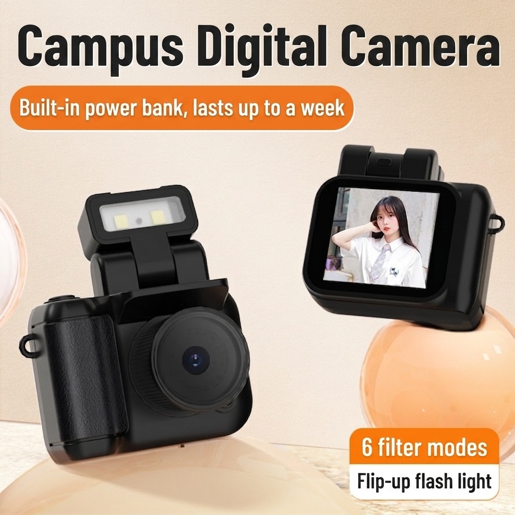 Cámara digital HD compacta con vídeo 1080p, flash incorporado, sensor CMOS avanzado y batería con una duración de 1 semana.
