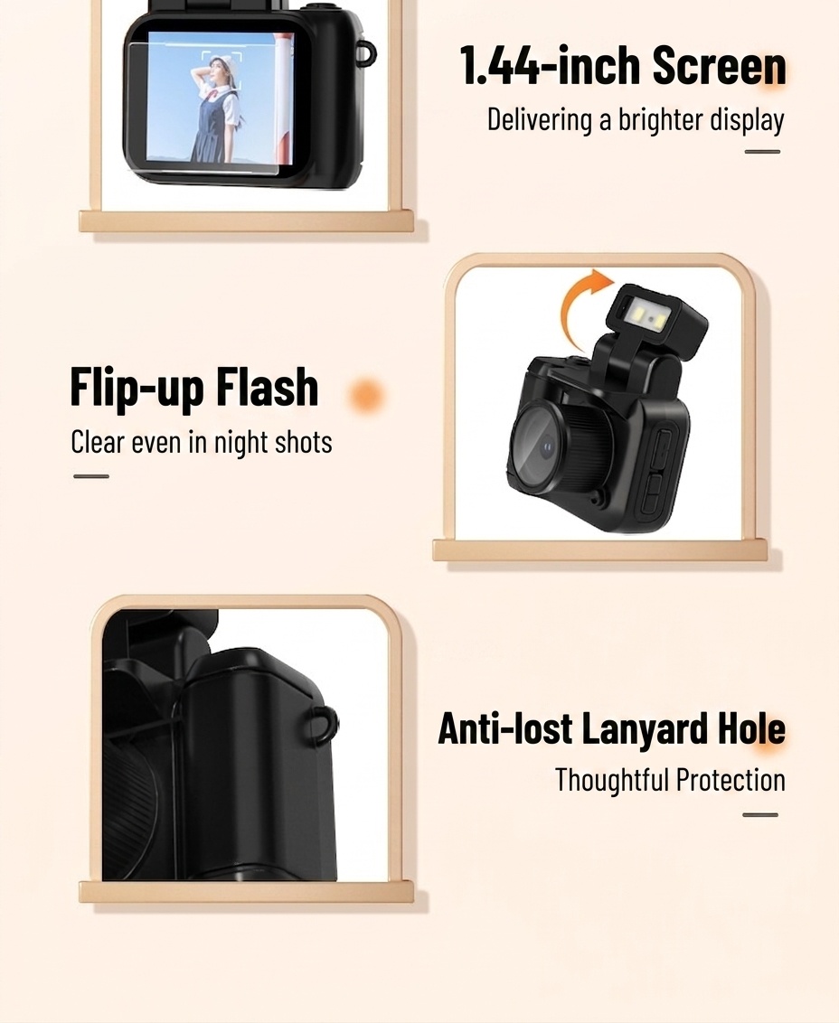 Cámara digital HD compacta con vídeo 1080p, flash incorporado, sensor CMOS avanzado y batería con una duración de 1 semana.