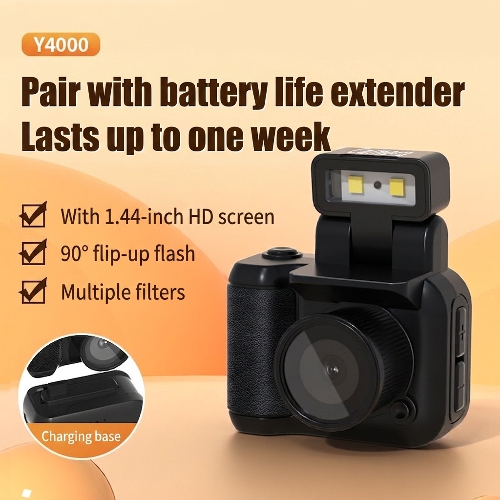 Cámara digital HD compacta con vídeo 1080p, flash incorporado, sensor CMOS avanzado y batería con una duración de 1 semana.
