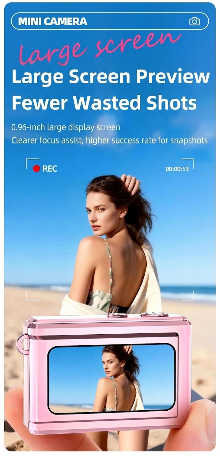 Mini-Digitalkamera für unterwegs: 1080p-Video, 12-MP-Fotos, 0,96-Zoll-Bildschirm, Retro-Filter, USB-C-Ladeanschluss