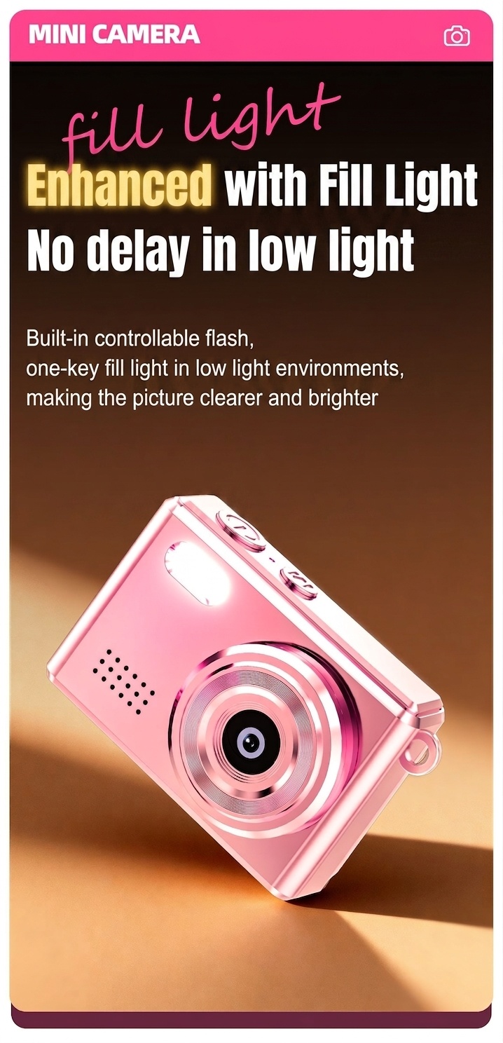 Mini-Digitalkamera für unterwegs: 1080p-Video, 12-MP-Fotos, 0,96-Zoll-Bildschirm, Retro-Filter, USB-C-Ladeanschluss